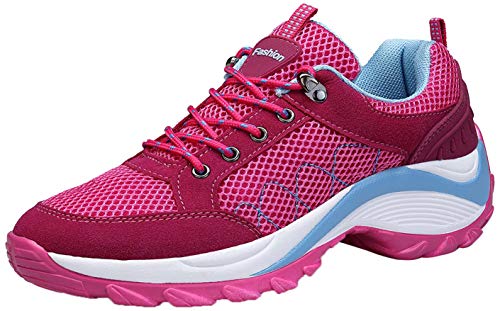 KOUDYEN Zapatillas Deportivas de Mujer Running Sneakers Respirable Zapatos (EU37, Rosa)