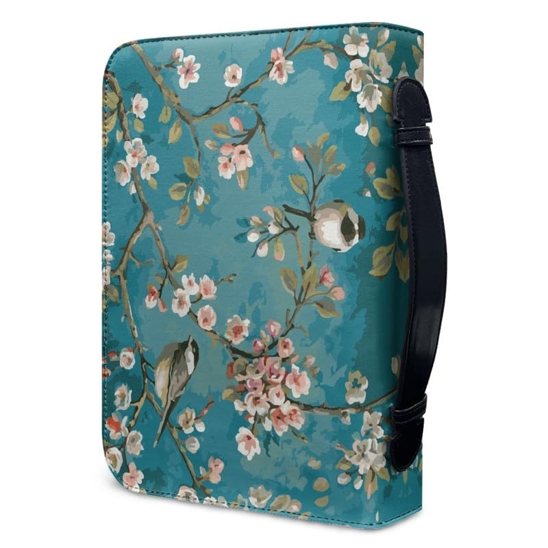 Garronmavis Almond Blossom Bird PU Leather Bible Case for Women Floral Sparrow Bag, Van Gogh Protective Bag - M - Image 3