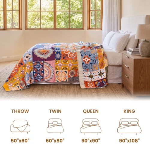 Image of MSGKV Boho Throw Blanket 60 inchx80 inch Fall Cotton Roman Blanket for Couch