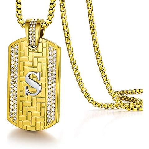 Louisa Secret Initial Letter Pendant Necklace 18K Gold Plated A-Z Personalized Jewelry Gift for Men (S) Cover