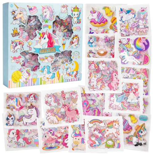 Image of FunBlast Unicorn Theme PET Stickers, Kawaii Sticker - 100 Sheets; 500+ Pcs Aesthetic Sticker, Japanese Style Craft Stickers, Self-Adhesive Sticker's Set - Multicolor (Blue)