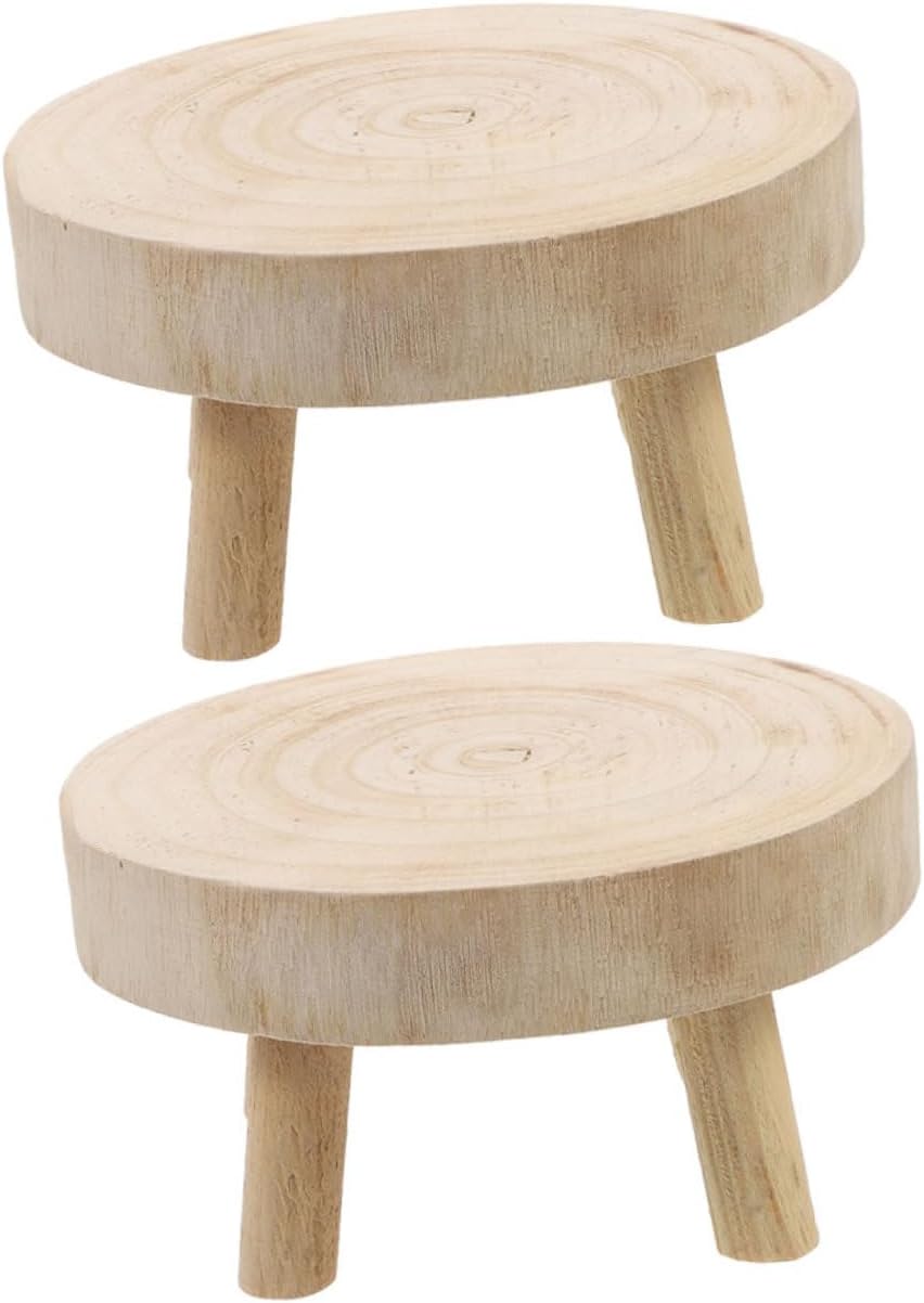 2pcs Wooden Plant Stands Indoor Bonsai Stand Flower Pot Holders for Home Decor