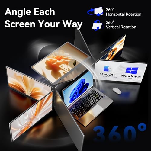 Image of LXU Laptop Screen Extender Quad Monitor 14 inch 1200P | 1 Cable for 4 Screens, Triple Extended Monitor for Laptops 12~17.3 inch, Adaptive Top Screen, Need Driver, S780