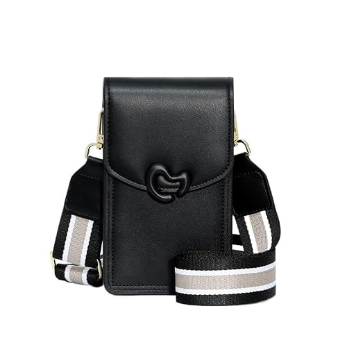 [CZXTSIQ] PU Zipper Mobile Phone Bag Wide Shoulder Straps Cell Crossbody