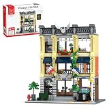 Nayihoop City Police Station Building Set Retro with Lights City Street View House Collectible Architecture Model with Police Car Home Office Decor for Adults 14+ (1445 PCS)