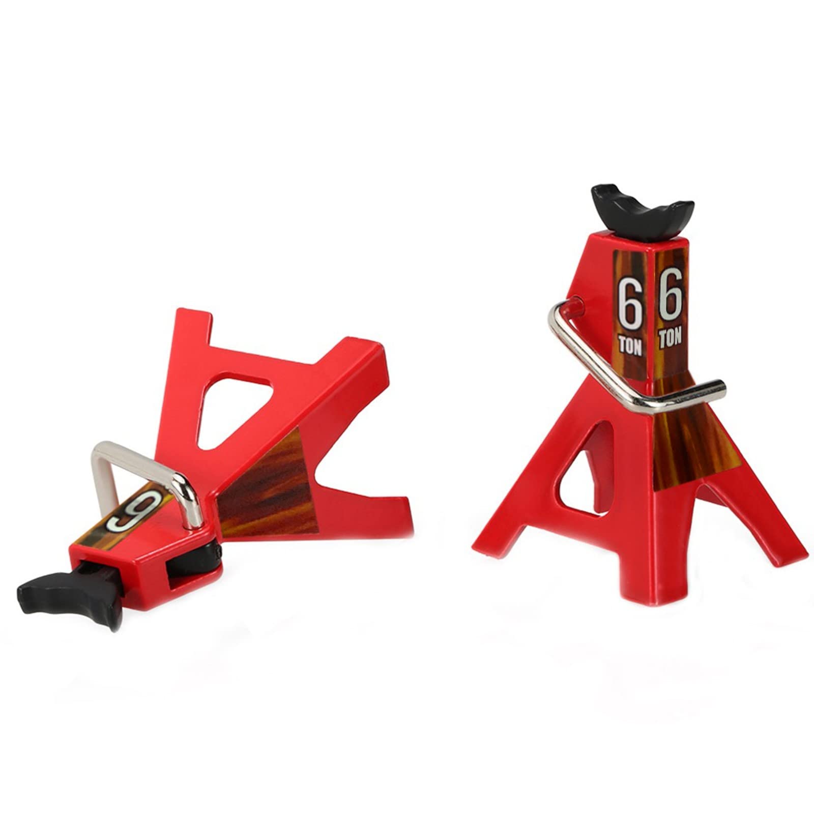1/10 Scale 6TON Adjustable Car Repairing Stand Height Metal 2Pcs Tool Model (Red, One Size)