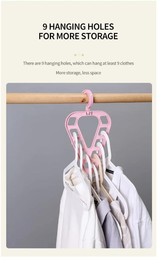 Miniatura 7 de Organizador y almacenamiento de armario, organizador de perchas, multifuncional, giratorio, antideslizante, 9 agujeros, colgador de ropa de