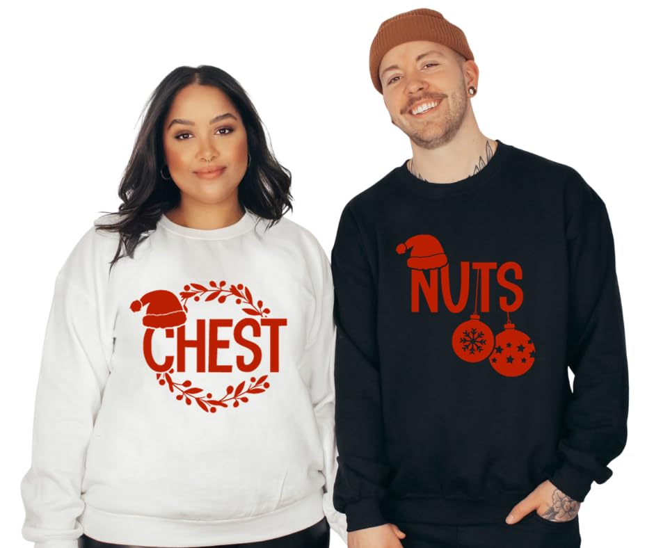 Miniatura 2 de Chest And Nuts Christmas Sweatshirts, Couples Matching Sweatshirts For Christmas Outfit, His and Her Christmas Sweatshirts, Matching Couples