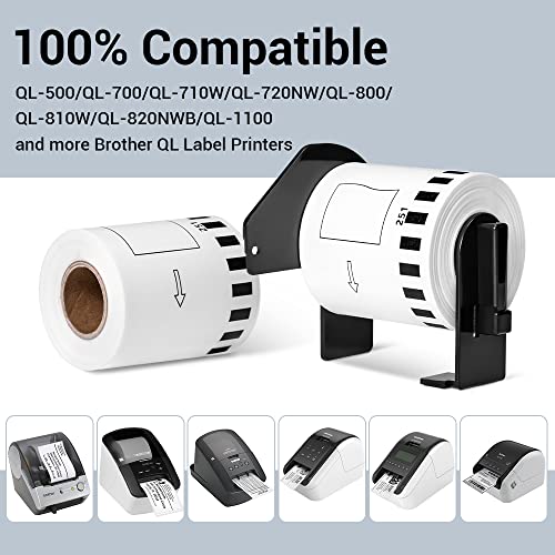 Image of DK-2251 Compatible with Brother 2-3 /7 inch x 50' Black /Red on White Paper Label