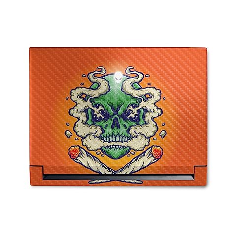 Image of MightySkins Carbon Fiber Skin Compatible with Alienware M18 R1 (2023) Full Wrap Kit - Smoke Skull | Protective, Durable Textured Carbon Fiber Finish | Easy to Apply & Change Styles | Made in The USA