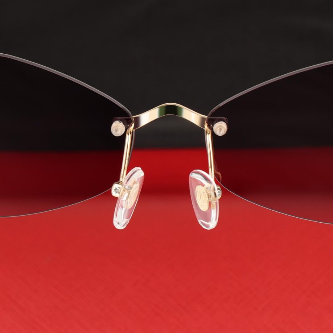 Damen-Sonnenbrille, randlos, klein, Vintage-Metallrahmen