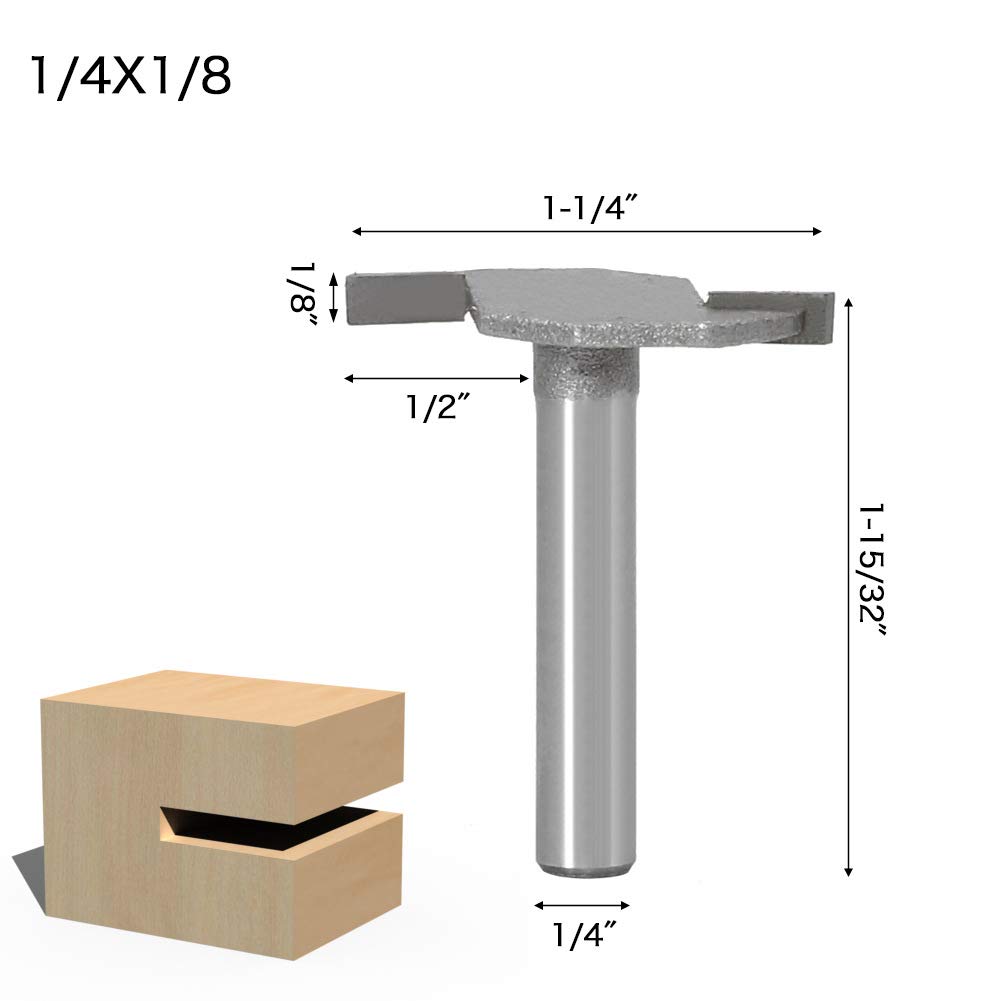 Slot Router Bits with 1/4" Shank 5PCS Slotting Cutter Router Bit Set Cutting Heigh:5/64",3/32",1/8",3/16",1/4". — Amazon image 4