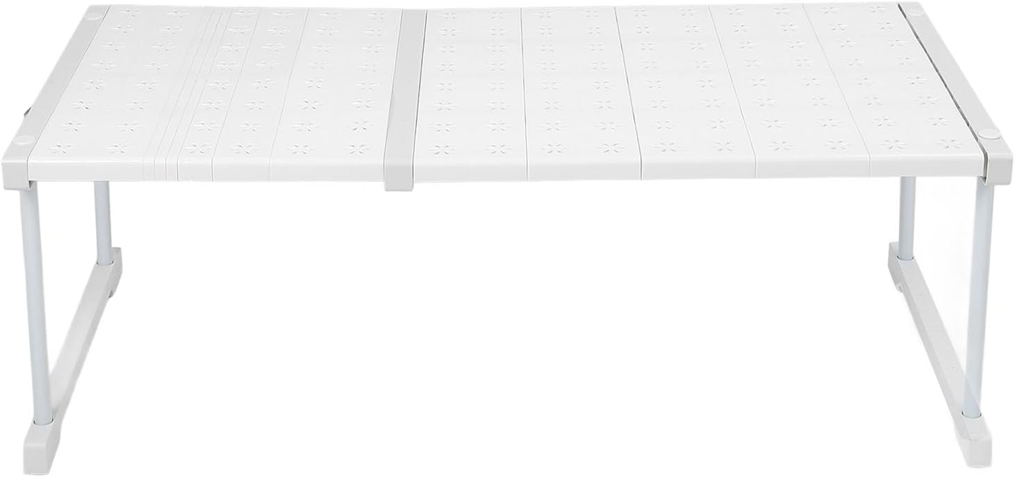 WALFRONT Expandable Cabinet Shelf Heavy Duty Wire Rack Adjustable Length Design for Kitchen Pantry Wardrobe Storage Organizer 16.5in Wide 20KG Load (Length 67-88cm / 26.4-34.6in)