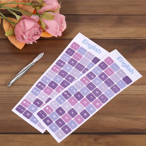 2 unidades de stickers para teclado inglés morado miniatura 7