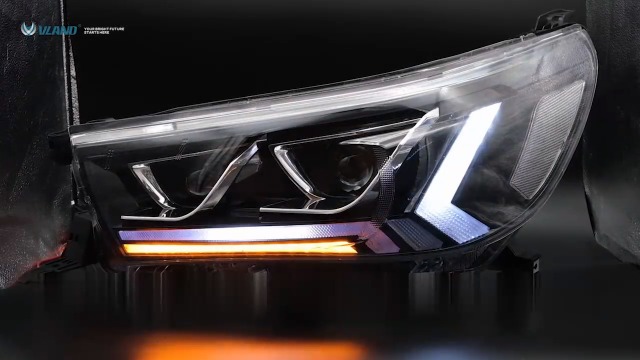 Phares Avant Full LED Pour Toyota Hilux Revo Pickup (2015-2020) - DRL Dynamique, Clignotants Ambre - Installation Plug & Play