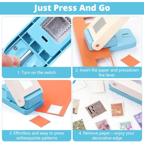 Image of Serplex Postage Stamp Hole Punch (NOT Included Scrap Papers), 1X0.8inch Rectangular Postage Stamp Puncher, Stamppunches for Paper Crafts Lever Craft Cutter Hole Puncher for Scrapbooking Journaling