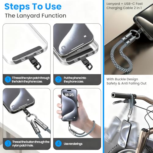 Image of ZORBES Mobile Lanyard 30cm Hand Strap with Integrated 240W USB C Data Cable