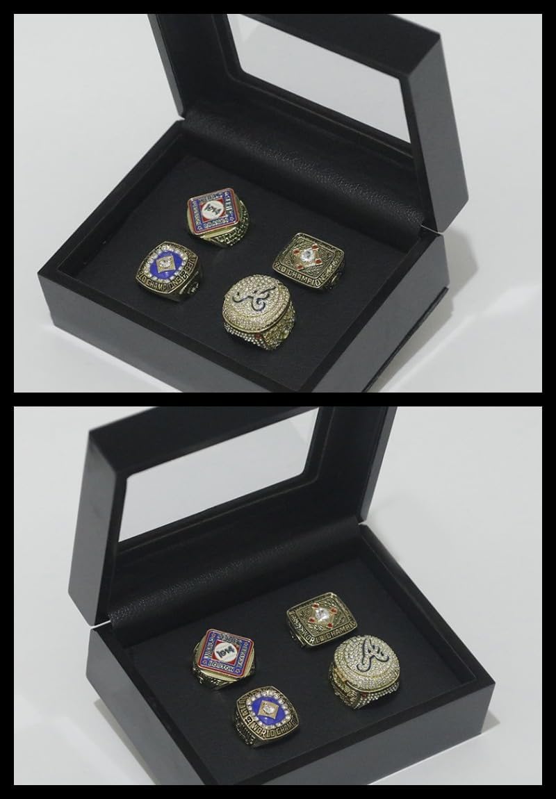 CLASSIC SERIES 1914 1957 1995 2021 ATL CHAMPIONSHIP RING SET Brave #Rarity Luxury Commemorative Sports Fan Detail Gift - Glory Collect Various Festivals Occasions with Sandalwood Box