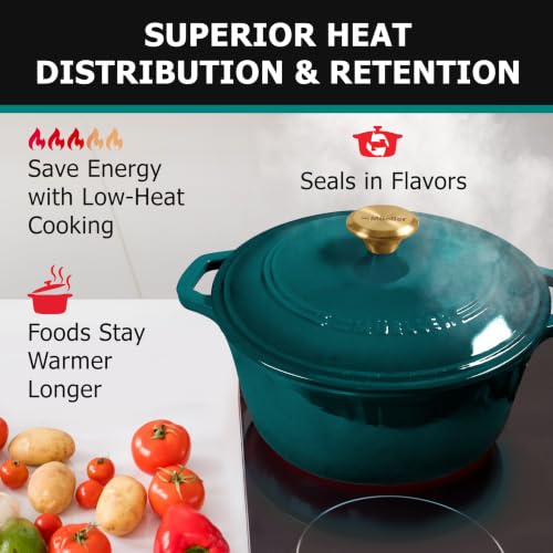 Image of Mueller DuraCast 6 Quart Enameled Cast Iron Dutch Oven Pot with Lid