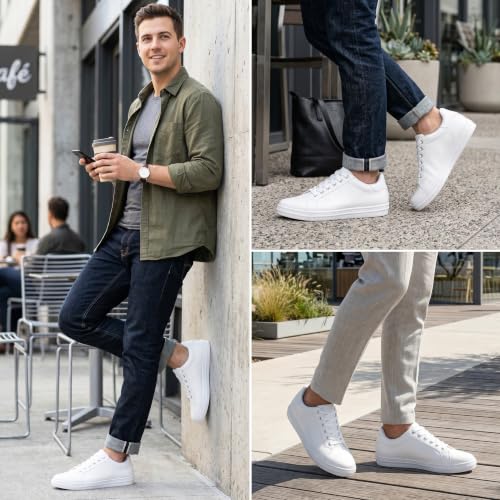 Image of Jousen Mens Sneakers White Mens Casual Shoes Soft Breathable Fashion Sneakers for Mens