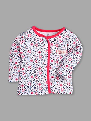 Image of Baby GO Baby Boys & Baby Girls 100% Cotton Full Sleeve Front Open T-Shirt Pack of 3 | Soft Breathable Infant Clothing with Snap Buttons | Printed Newborn Baby Wear Daily Use