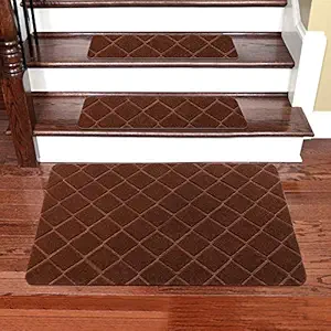 Seloom Self-Adhesive Carpet Stair Treads Non Slip Stair Rugs/Covers Landing Mat, Door Mat (24x36 Inch, 1Piece, Brown1)