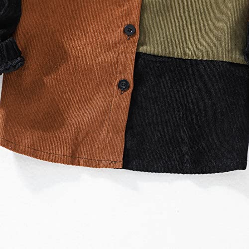 Toddler Boys Corduroy Shirts Long Sleeve Button Down Collared Shacket Jacket Tops with Pocket Light Jacket Kids4