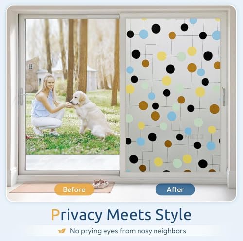 Image of HOME13 Window Privacy Film Frosted Glass Film Decorative Window Sticker Removable Window Film Home Office Privacy Film Window Coverings (Color Dot, 2 Feet by 12 Feet)