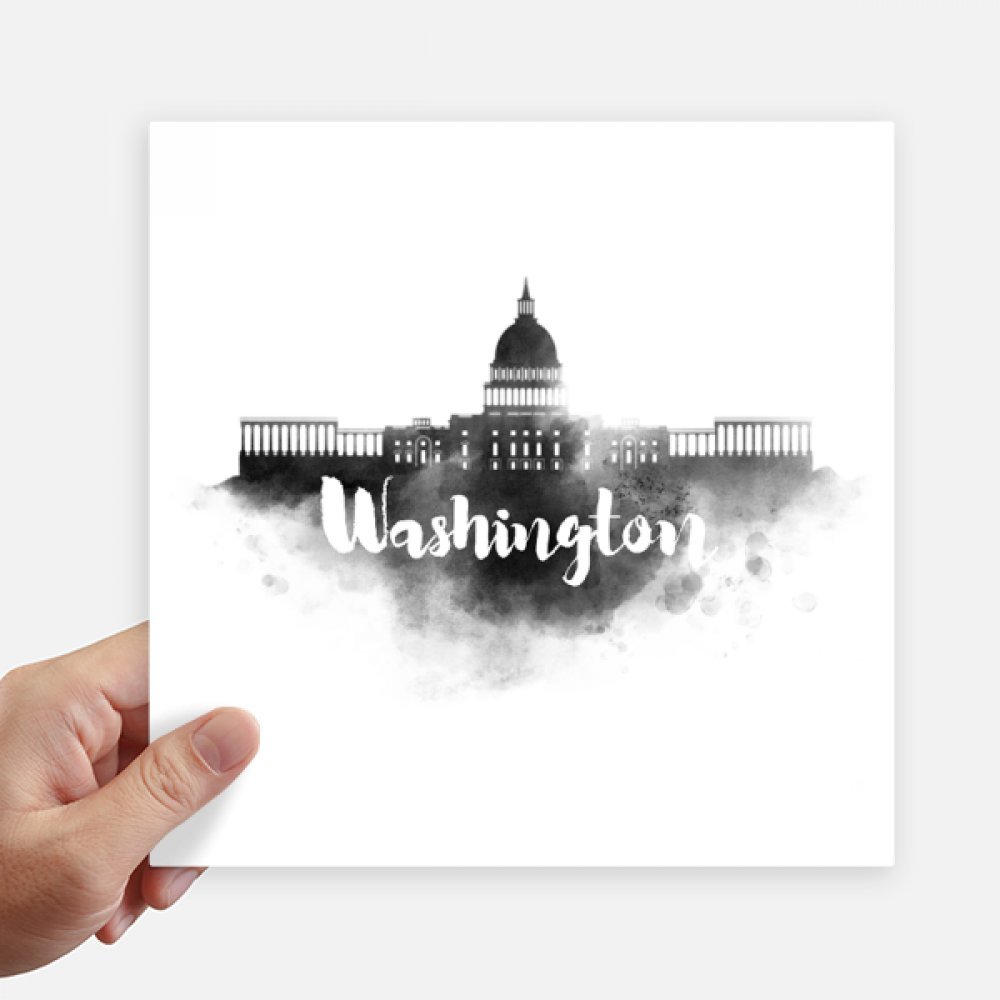 Stickers Washington Amérique City Square 20cm : pack de 4 autocollants multicolores