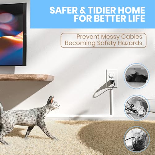 Image of Serplex 94in Cord Cover Kit Self-Adhesive Cable Hider Cord Organizer, Wire Covers for Cords on Wall, Wire Hiders for TV on Wall Cable Management, Sliding Cable Cover Raceway, 6xL15.7 W0.59 H0.4in