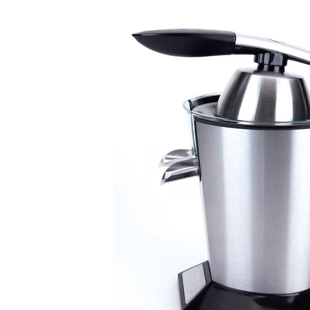 Jata JEEX1045 Exprimidor de Naranjas Eléctrico de Brazo, 600 W, Cuerpo Acero Inox, Desmontable, Tapa cierre antigoteo, Base antideslizante, Extracción continua, Silencioso