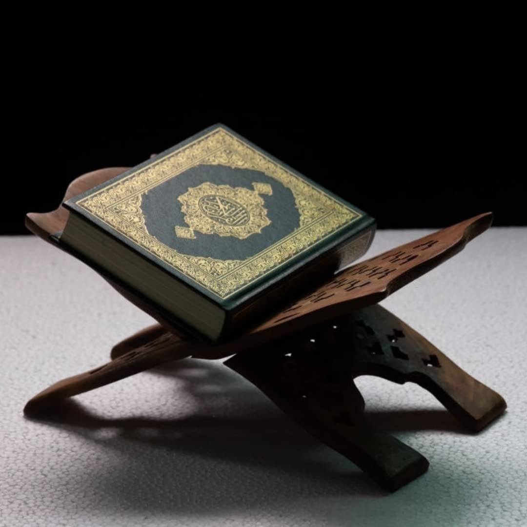 Shri Shri Handicraft Wooden Book Stand Rehal for Reading Geeta Bible Granth Saheb Quran Stand (12 inch)