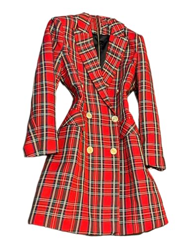 Veste de costume boutons à double boutonnage femme coupe cintrée à carreaux