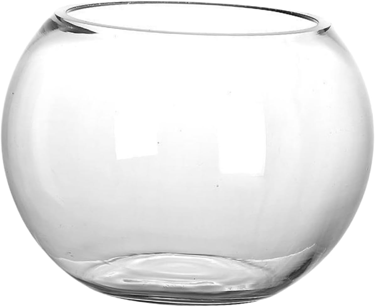 Luxshiny Round Fish Tank Glass Desktop Aquarium for Home Office Small Fish Bowl