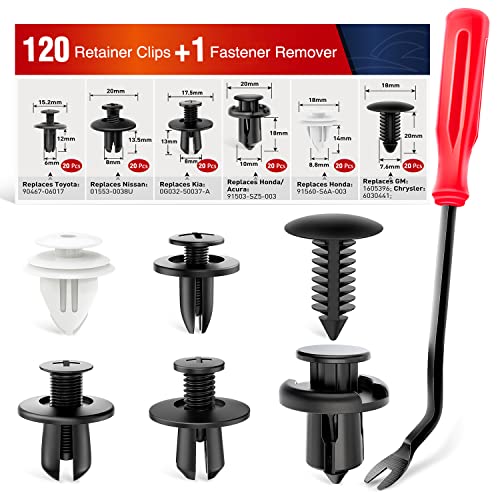 Image of Nilight 120PCS Car Retainer Clips Fastener Remover 6mm 7.6mm 8mm 8.8mm10mm Expansion Screws Replacement Kit Bumper Push Rivet Clips for GM Ford Honda Chrysler 1 PC Fastener Remover