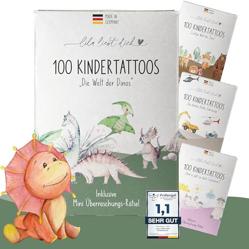 lila liebt dich 100 hautfreundliche und unbedenkliche Dino Kinder Tattoos,...