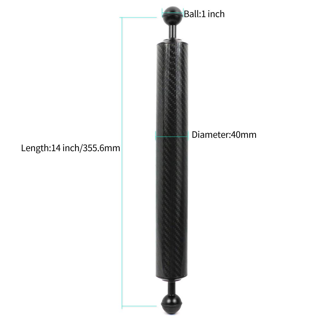 Braccio Galleggiante In Fibra Di Carbonio Per Fotocamera Subacquea - Doppia Sfera, 30.5cm | 2 Pezzi - Foto 8