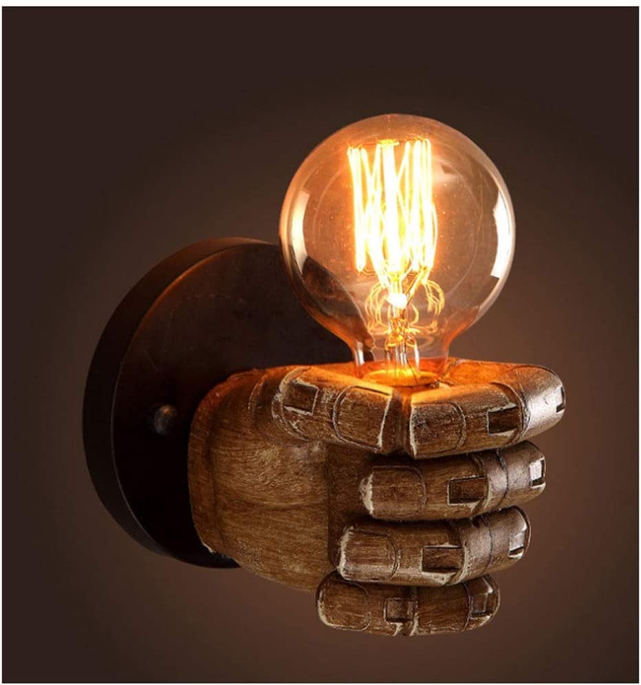 Lámpara de pared creativa de resina con acabado realista y diseño industrial retro de mano
