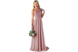 Women's One Shoulder Bridesmaid Dresses langkaao