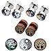 PiercingJ 6pcs 16G Mens Womens Stainless Steel Flower Life Tree Stud Barbell Earrings Illusion Ear Plug 0G Gauge Look