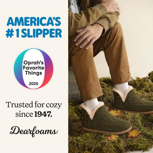 Image of Dearfoams Men's Memory Foam Indoor House Slippers Brixen Ankle Boot House Shoes - Gifts for Men