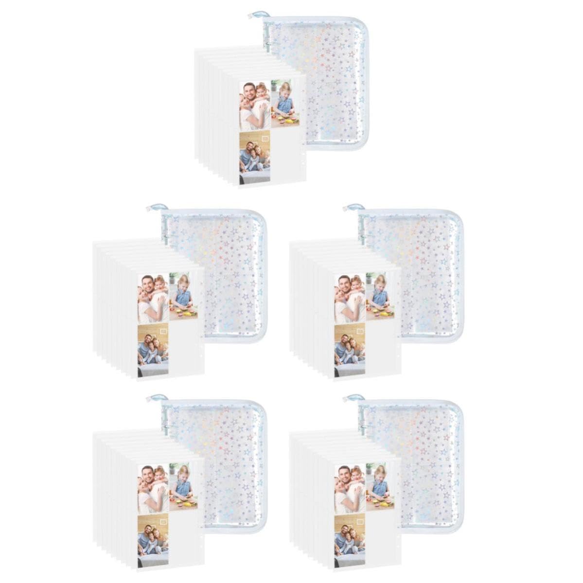 Operitacx 5 Pezzi Album A5 con Cerniera per Cartoline e Foto, Pvc, Grande | Custodia per Carte e Piccoli Ricordi, Chiusura con Zip, per Collezione e Ordine, Formato A5