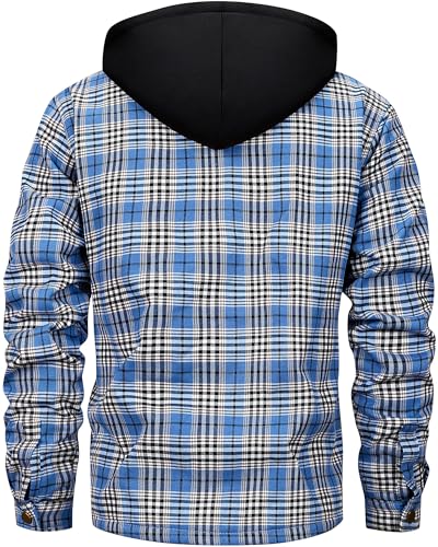 Men's Winter Fleece Warm Thick Plaid Jackets Heavyweight Cotton Hoodies Flannel Hooded Shirt Jacket3