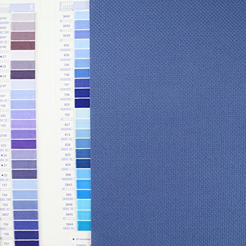Image of KCS 4 pc of 12 inch x 18 inch 14CT Counted Cotton Aida Cloth Cross Stitch Fabric (Jeans Blue)