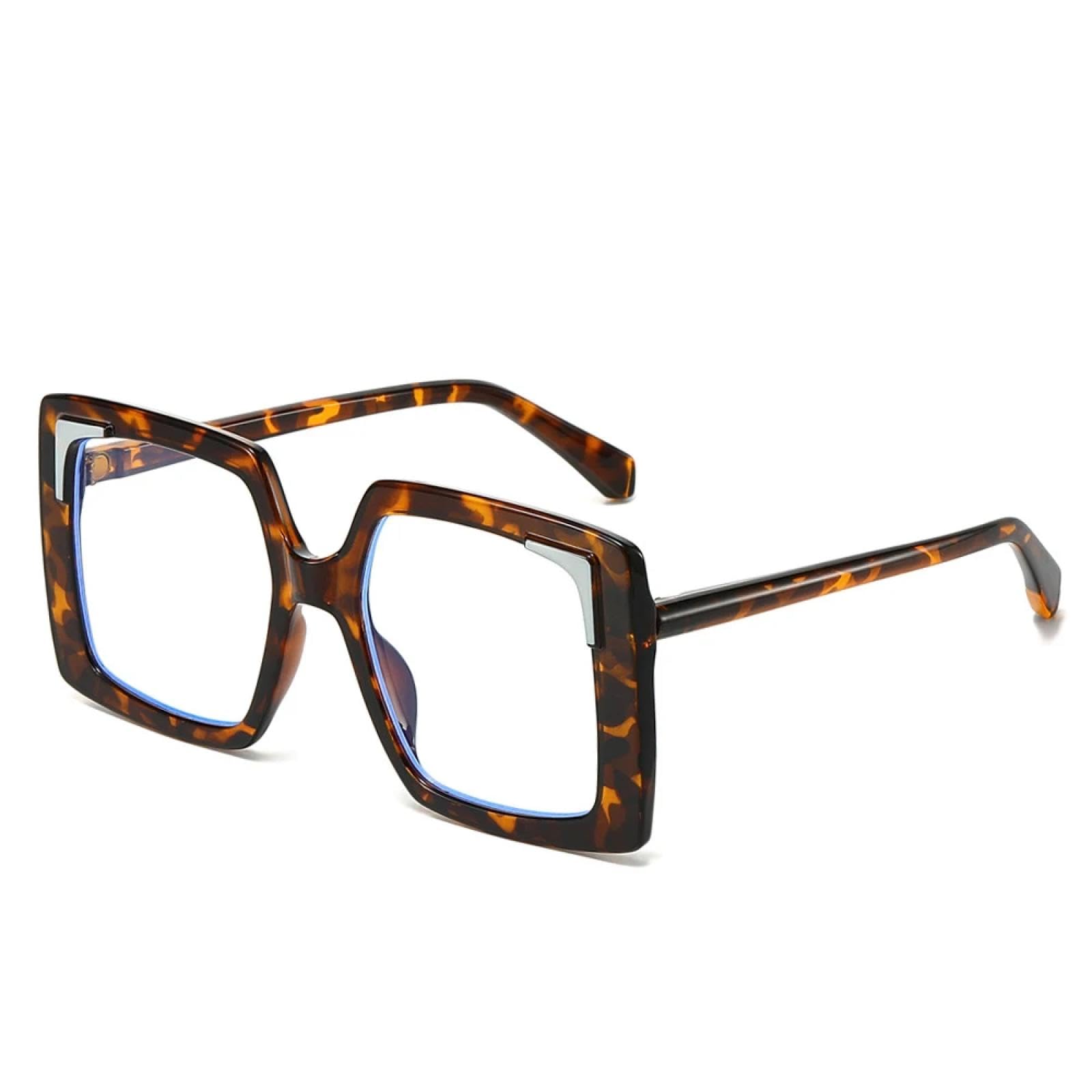 XYXZYX Oversized Sunglasses Women Big Frame Luxury Fashion Sun Glasses for Ladies Retro Trendy Cateye Eyewear Uv400(Leopard Clear)