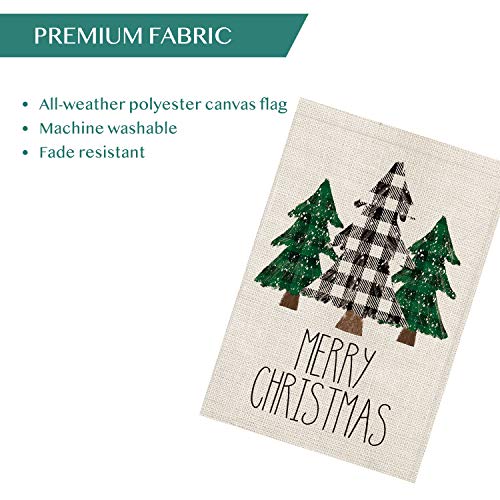 Avoin Colorlife Merry Christmas Garden Flag 12 X 18 Inch Double Sided, Green Buffalo Plaid Evergreen Tree Winter Holiday Yard Outdoor Decoration #TOP6