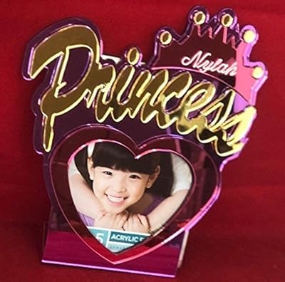 Princess Picture Frame Personalized Free Engraved With Princesses Name On Crown, Beautifully Crafted Picture Frame With Stand For Your Table, Dresser, Night Table, or Shelf - Perfect Princess Memory