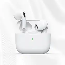 Fone De Ouvido Sem Fio Bluetooth 5.3 Compatível iPhone Android Com Microfone e Redução de Ruído Wireless Academia Corrida Musicas Graves Potentes Controle Touch,À Prova D'água HiFi Branco