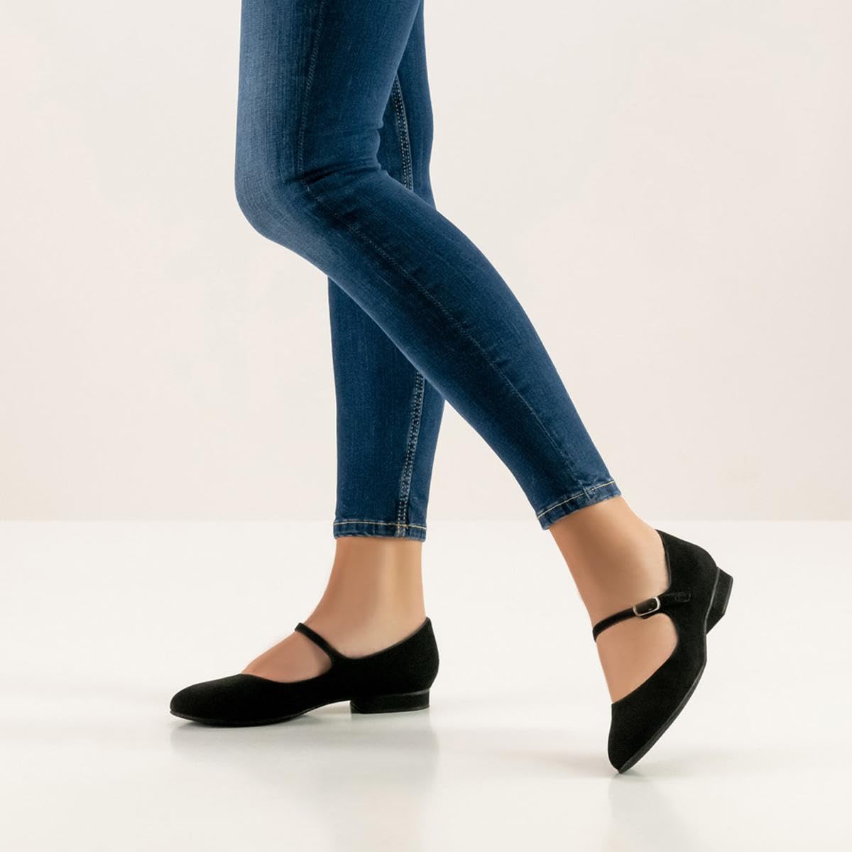 Werner Kern Damen Tanzschuhe Vega - Veloursleder Schwarz - Normalweite - 1,5 cm Micro-Heel Absatz - Rauledersohle - Made in Italy