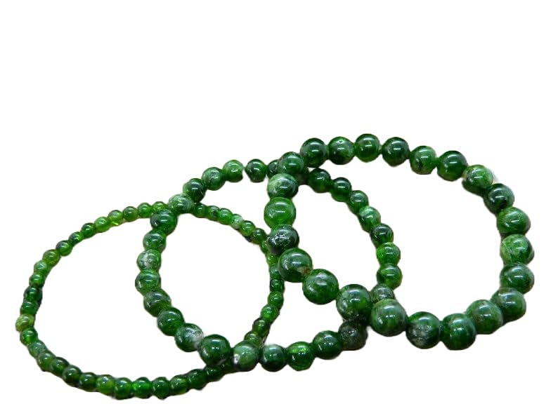 Diopside en chrome naturel : bracelet perles rondes lisses sans irritation